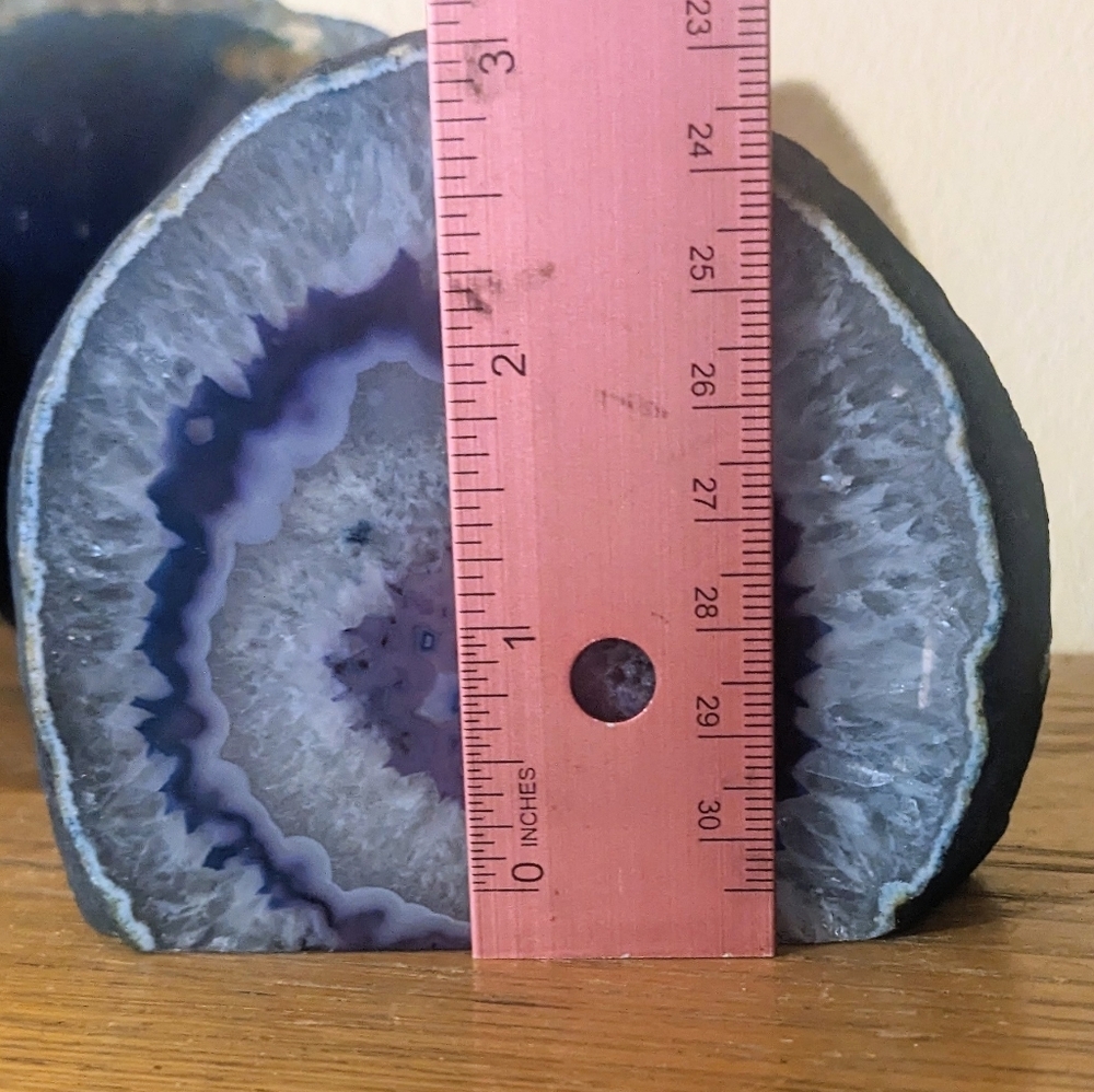 Set Of 4 Blue Agate Geode Sections - Picture 5 of 6